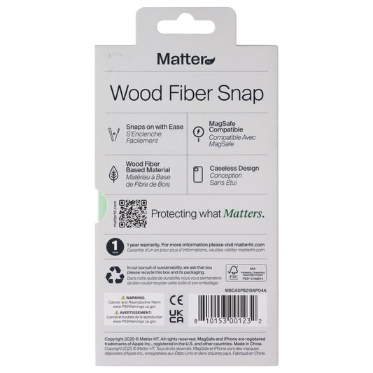 Matter Wood Fiber Snap Case for MagSafe Apple iPhone 17 Pro Max - Carbon Black Cell Phone - Cases, Covers & Skins Matter - Simple Cell Bulk Wholesale Pricing - USA Seller
