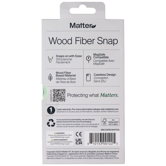 Matter Wood Fiber Snap Case for MagSafe Apple iPhone 17 Pro - Carbon Black Cell Phone - Cases, Covers & Skins Matter - Simple Cell Bulk Wholesale Pricing - USA Seller