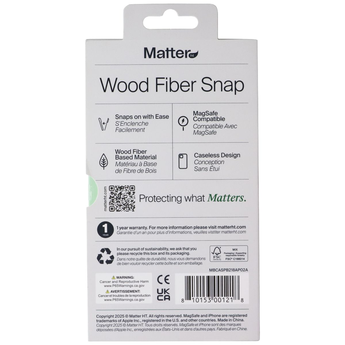 Matter Wood Fiber Snap Case for MagSafe Apple iPhone 17 Air - Carbon Black