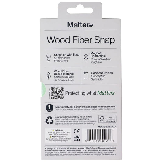 Matter Wood Fiber Snap Case for MagSafe Apple iPhone 17 Air - Carbon Black Cell Phone - Cases, Covers & Skins Matter - Simple Cell Bulk Wholesale Pricing - USA Seller
