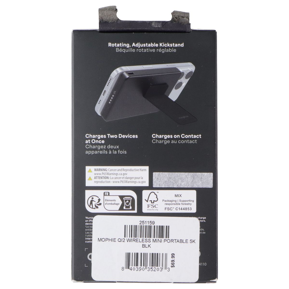 Mophie QI2 5,0000mAh Powerstation Wireless Slim Stand - Black