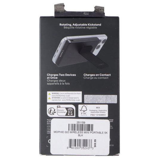 Mophie QI2 5,0000mAh Powerstation Wireless Slim Stand - Black Cell Phone - Chargers & Cradles Mophie - Simple Cell Bulk Wholesale Pricing - USA Seller