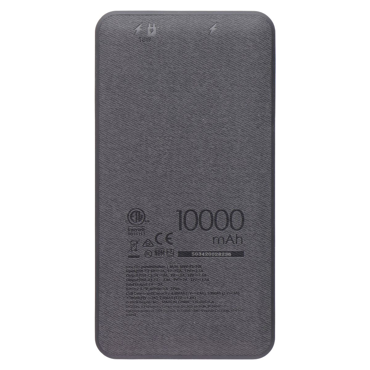 Mophie Powerstation Portable Battery w/ 18W USB-C PD Fast Charge - Black Cell Phone - Chargers & Cradles Mophie - Simple Cell Bulk Wholesale Pricing - USA Seller