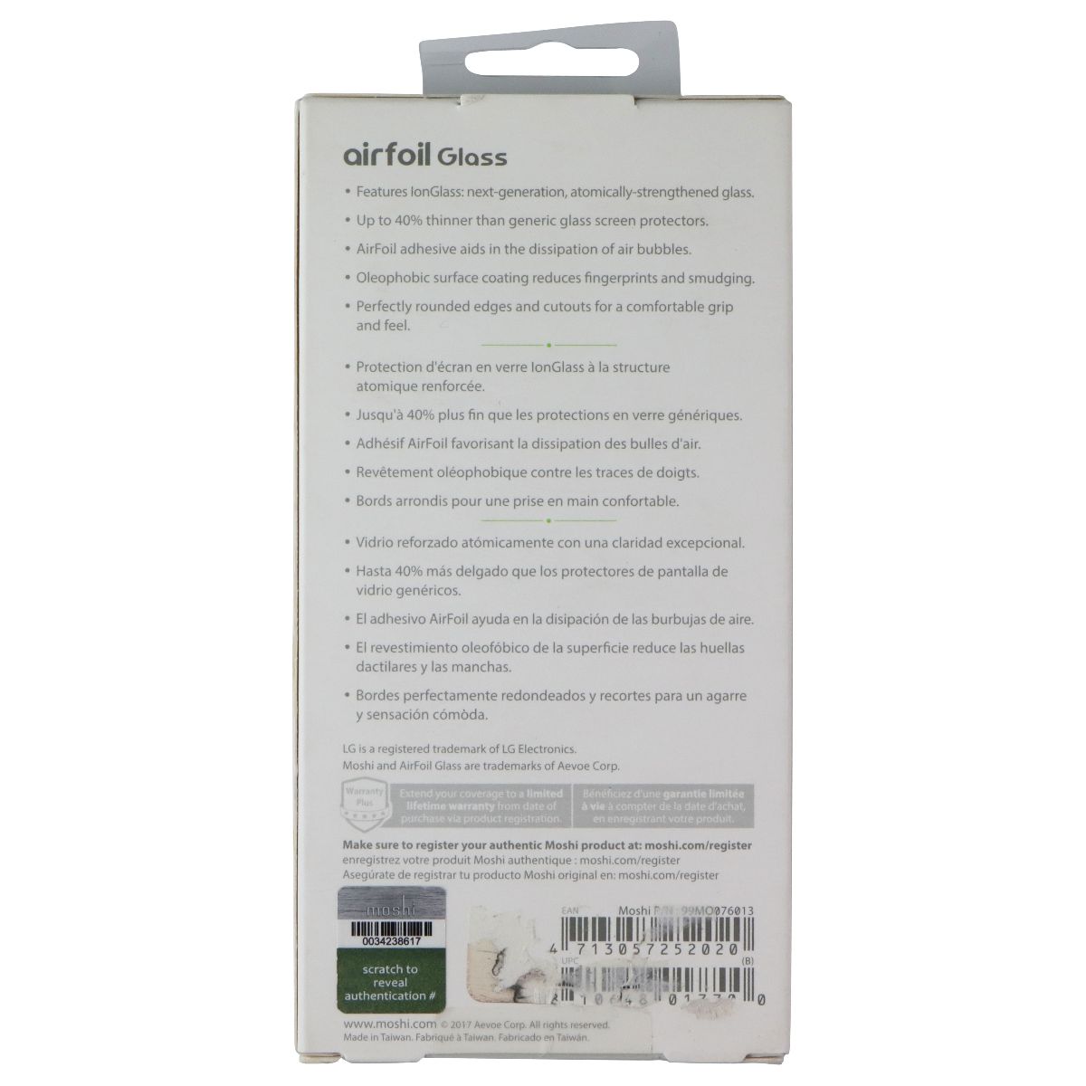 Moshi Airfoil Glass Series Screen Protector for LG G6 - Clear Cell Phone - Screen Protectors Moshi - Simple Cell Bulk Wholesale Pricing - USA Seller