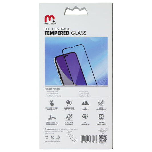 MyBat Pro Full Coverage Tempered Glass for Apple iPhone 14 Pro Max Black Border Cell Phone - Screen Protectors MyBat Pro - Simple Cell Bulk Wholesale Pricing - USA Seller