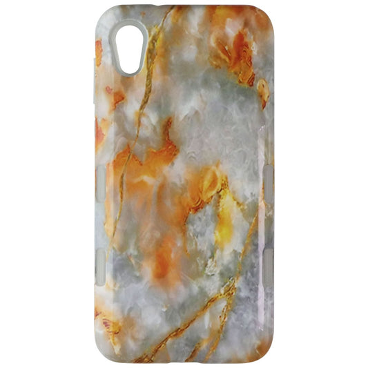 MyBat Premium Dual Layer Case for Motorola Moto E6 - Orange/Gray Marble
