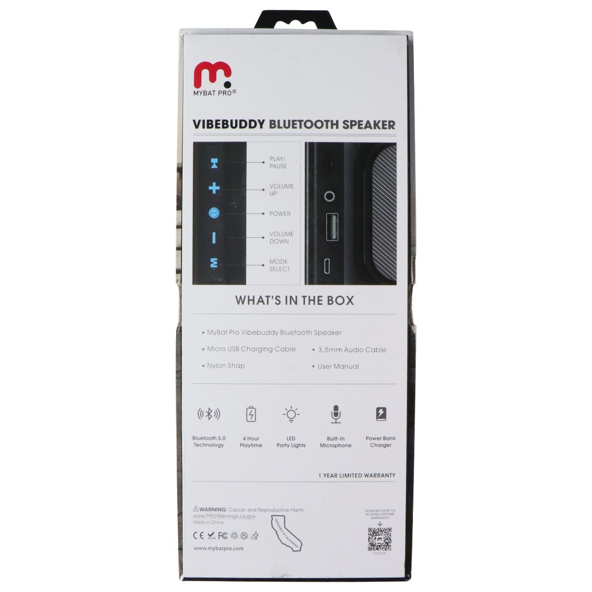 MyBat Pro VibeBuddy Bluetooth Speaker with LED Party Lights - Black iPod, Audio Player Accessories - Audio Docks & Mini Speakers MyBat Pro - Simple Cell Bulk Wholesale Pricing - USA Seller