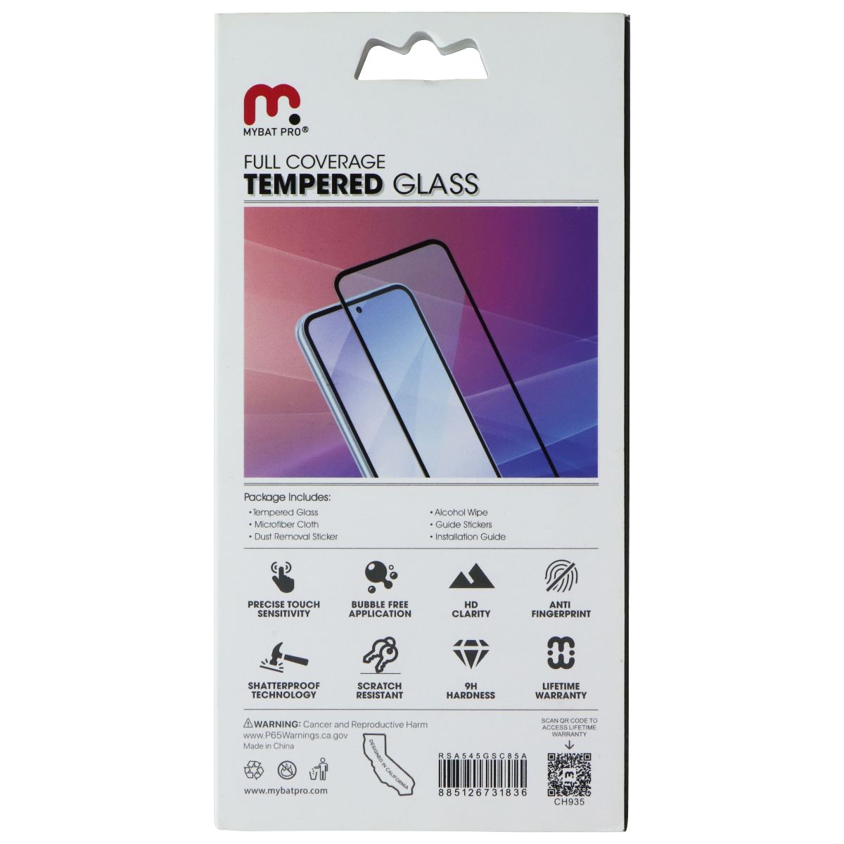 Mybat Pro Full Coverage Tempered Glass for Samsung Galaxy A54 5G Cell Phone - Screen Protectors MyBat Pro - Simple Cell Bulk Wholesale Pricing - USA Seller