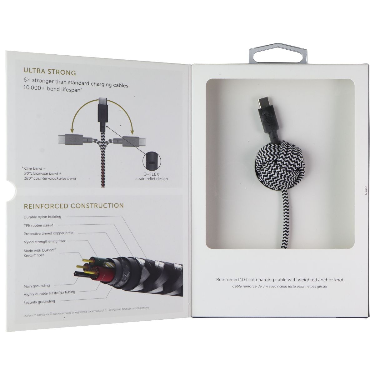 Native Union Night Cable USB-C to USB-A 10FT Cable - Zebra Cell Phone - Cables & Adapters Native Union - Simple Cell Bulk Wholesale Pricing - USA Seller