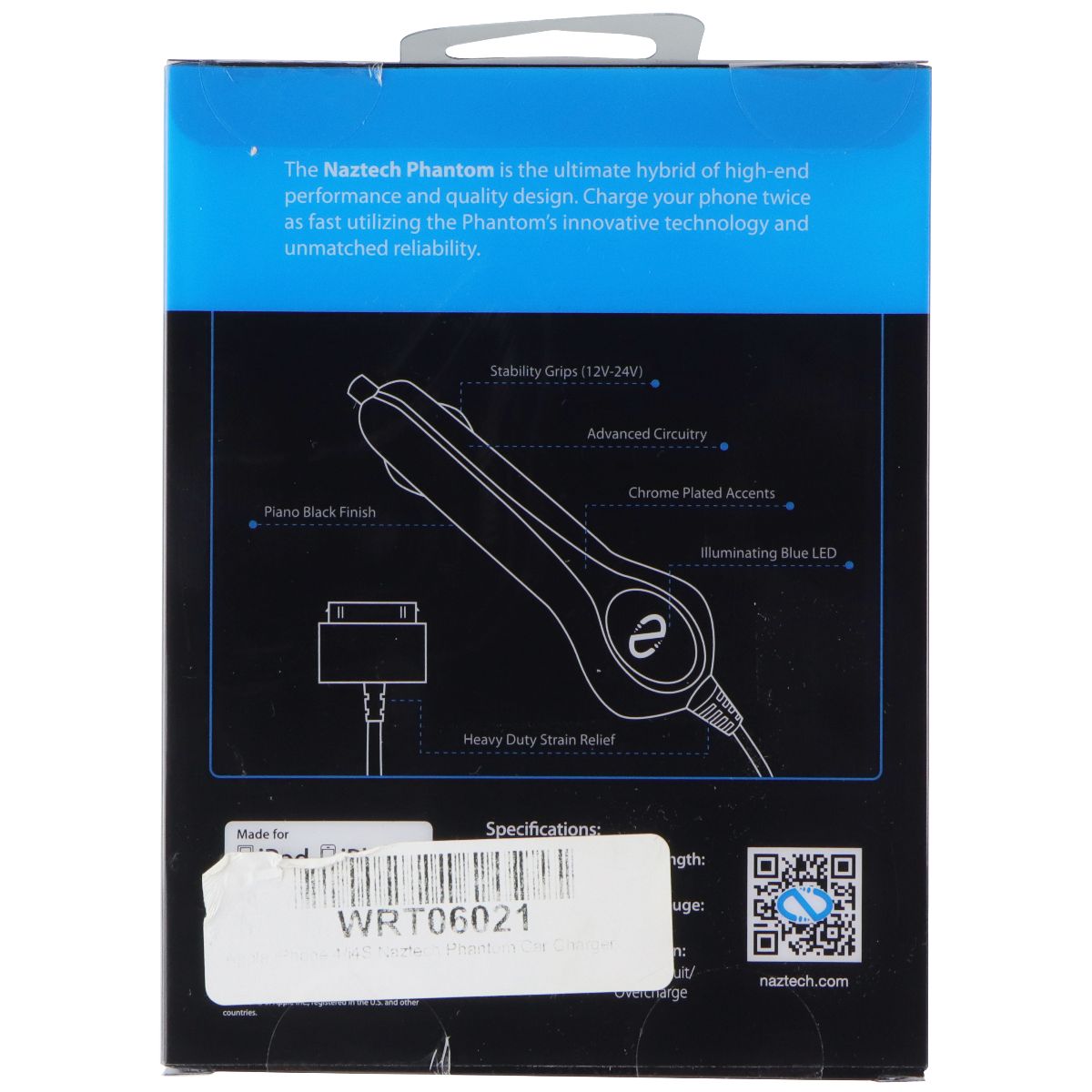 NAZTECH Rapid Car Charger for Apple iPod/iPhone 4 - Black Cell Phone - Chargers & Cradles Naztech - Simple Cell Bulk Wholesale Pricing - USA Seller