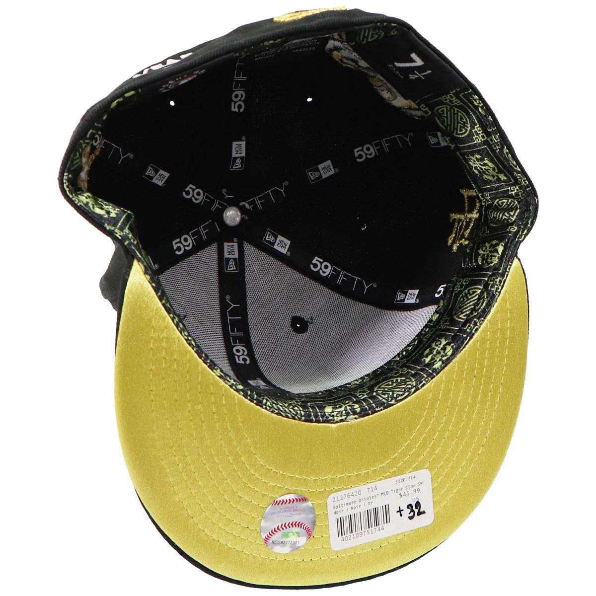 New Era 59FIFTY Baltimore Orioles MLB Fitted Hat - Size 7 1/4 - Tiger Black/Gold Other Sporting Goods New Era - Simple Cell Bulk Wholesale Pricing - USA Seller