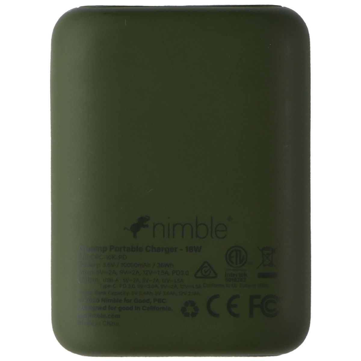 Nimble Eco-Friendly CHAMP 10k PD Portable Charger (NB-CPC-10K-PD) - Green Cell Phone - Chargers & Cradles Nimble - Simple Cell Bulk Wholesale Pricing - USA Seller