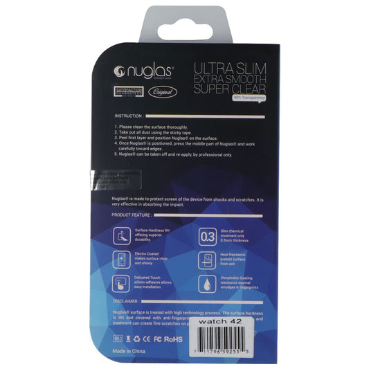 Nuglas Ultra Slim Premium Tempered Glass for Apple Watch 42MM 1/2/3 - Clear Smart Watch Accessories - Screen Protectors Nuglas - Simple Cell Bulk Wholesale Pricing - USA Seller