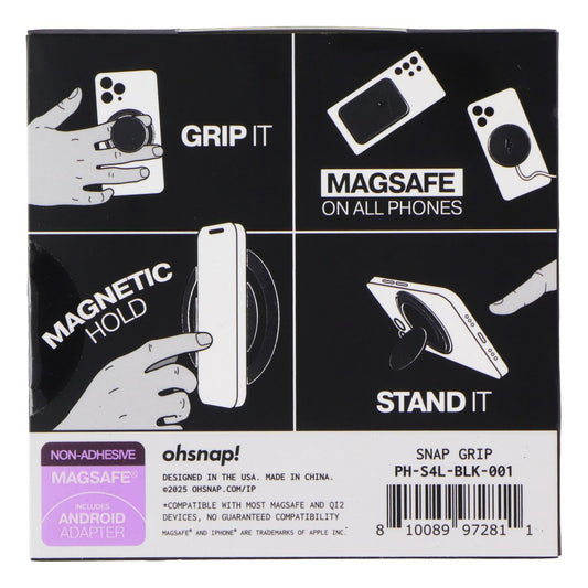 ohsnap! Snap Grip 5 Magnetic Phone Grip and Stand for MagSafe - Boring Black Cell Phone - Mounts & Holders ohsnap! - Simple Cell Bulk Wholesale Pricing - USA Seller