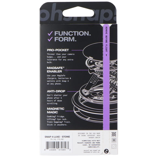 ohsnap! SNAP 4 LUXE Series Magnetic & MagSafe Phone Grip/Stand - Stone Cell Phone - Mounts & Holders ohsnap! - Simple Cell Bulk Wholesale Pricing - USA Seller