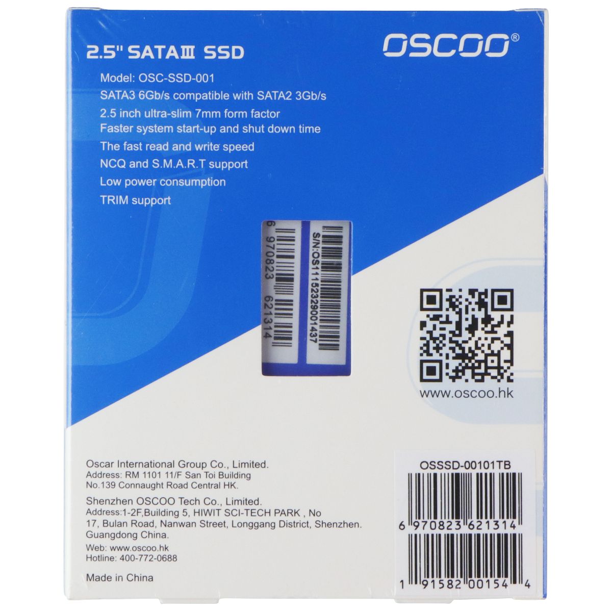 OSCOO (1TB) Blue 2.5-in SATA III Internal SSD (OSC-SSD-001) Digital Storage - Solid State Drives OSCOO - Simple Cell Bulk Wholesale Pricing - USA Seller