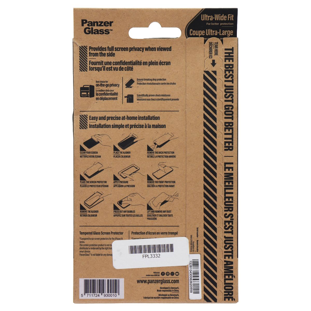 PanzerGlass Privacy Tempered Glass Screen Protector for Apple iPhone 15 Pro Cell Phone - Screen Protectors PanzerGlass - Simple Cell Bulk Wholesale Pricing - USA Seller