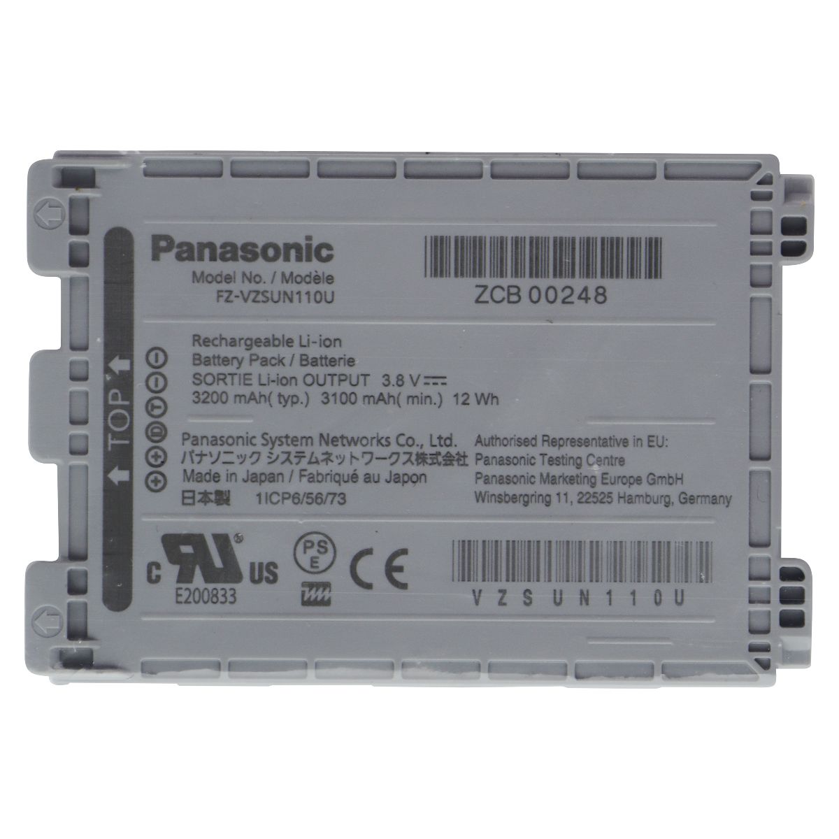 Panasonic Rechargeable 3.8V 3200mAh Li-ion Battery (FZ-VZSUN110U) - Gray Parts & Accessories - Batteries Panasonic - Simple Cell Bulk Wholesale Pricing - USA Seller