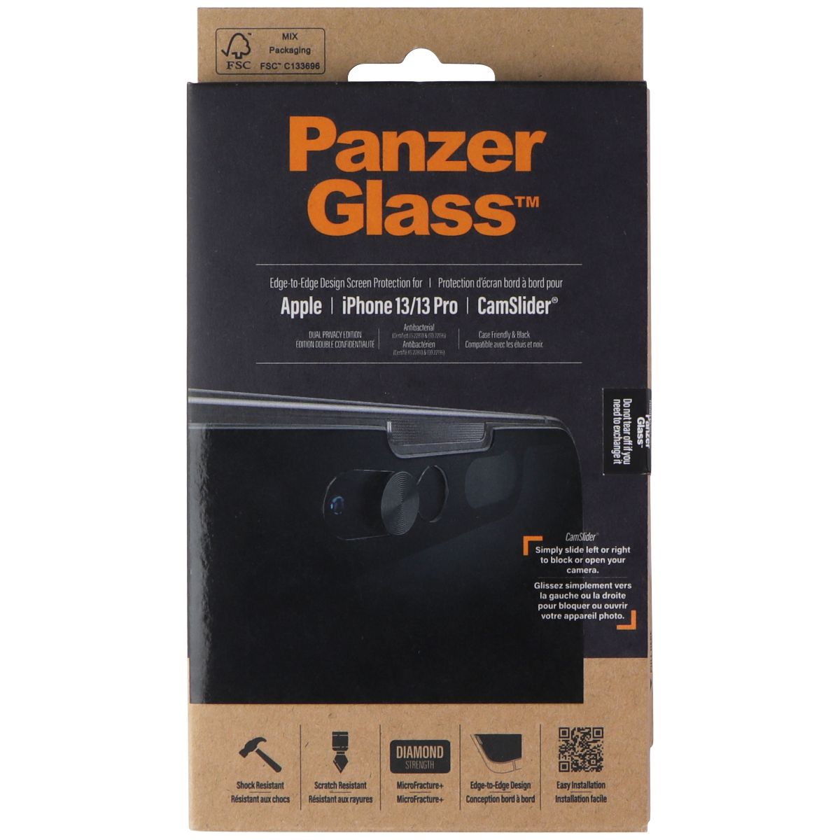 PanzerGlass Dual Privacy Screen Protector with CamSlider for iPhone 13/13 Pro Cell Phone - Screen Protectors PanzerGlass - Simple Cell Bulk Wholesale Pricing - USA Seller