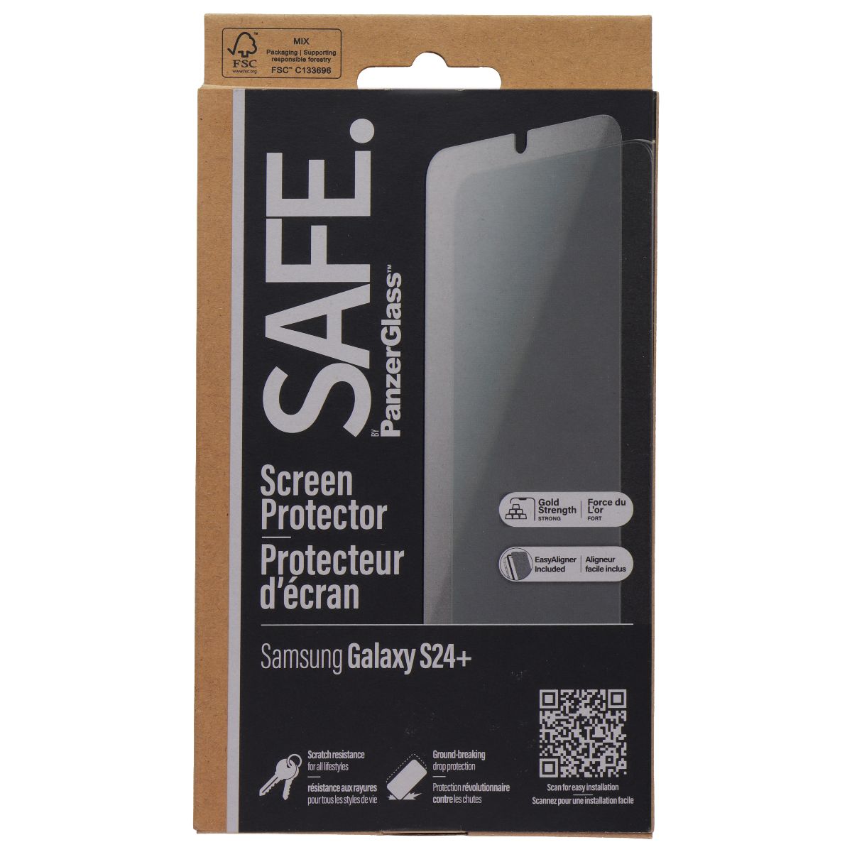 PanzerGlass Safe Series Tempered Glass Screen Protector for Samsung Galaxy S24+ Cell Phone - Screen Protectors PanzerGlass - Simple Cell Bulk Wholesale Pricing - USA Seller