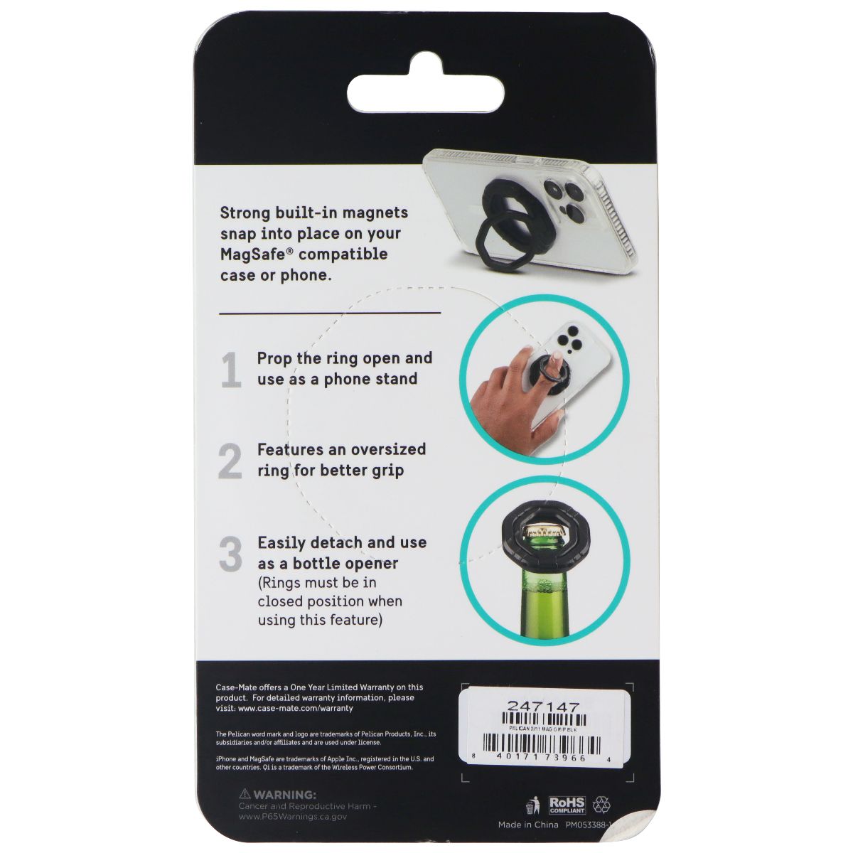 Pelican Magnetic 3-in-1 Multi-Tool for MagSafe - Black Cell Phone - Other Accessories Pelican - Simple Cell Bulk Wholesale Pricing - USA Seller