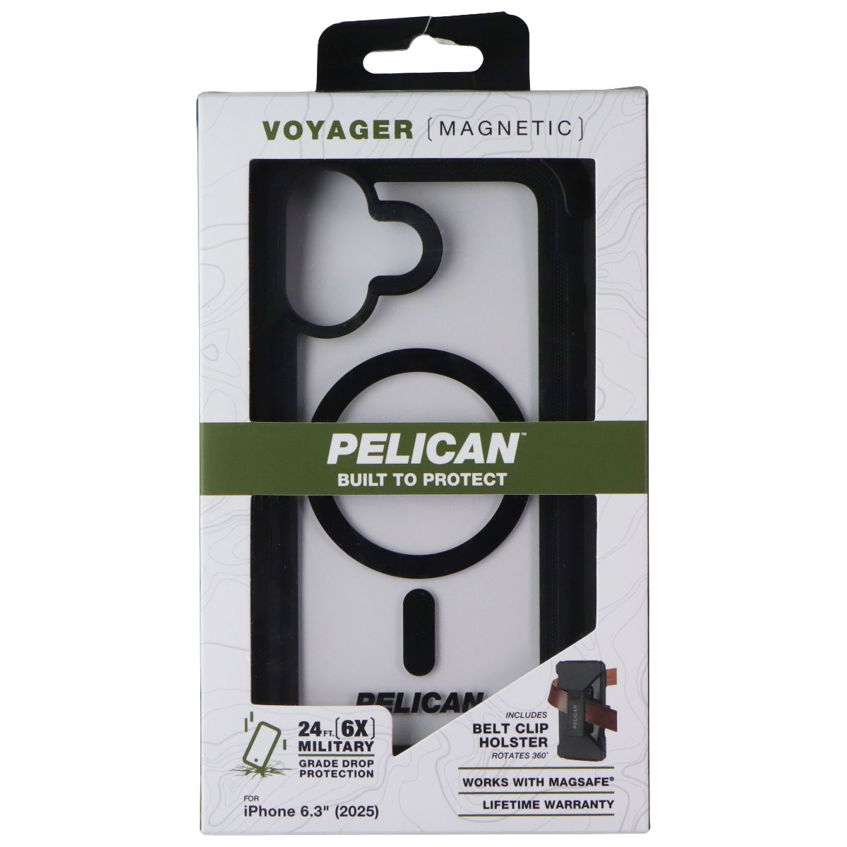 Pelican Voyager Case + Holster for MagSafe for Apple iPhone 17 - Black/Clear Cell Phone - Cases, Covers & Skins Pelican - Simple Cell Bulk Wholesale Pricing - USA Seller