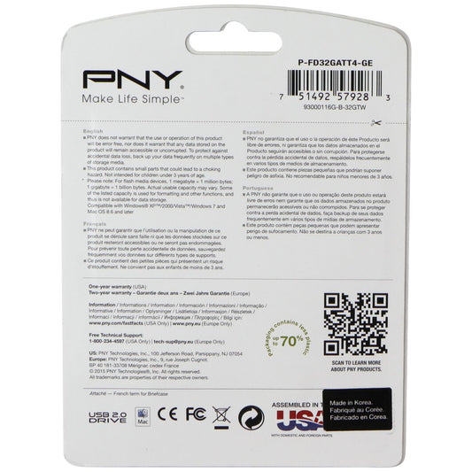PNY Attaché 4 Flash Drive USB 2.0 for Photos Videos and More - 32GB / Black Digital Storage - USB Flash Drives PNY - Simple Cell Bulk Wholesale Pricing - USA Seller