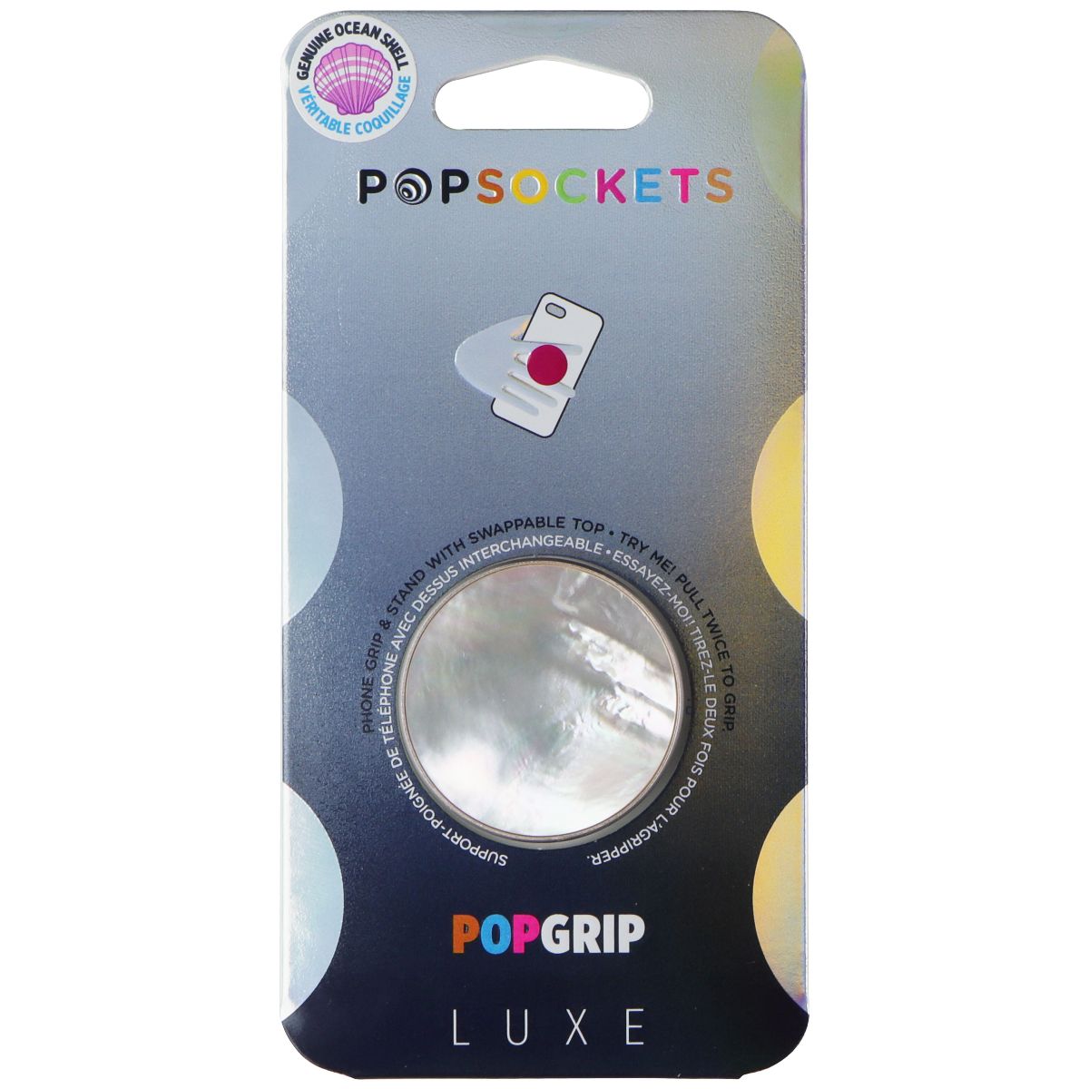 PopSockets PopGrip Stand and Grip with Swappable Top - Tidepool Starring Silver Cell Phone - Mounts & Holders PopSockets - Simple Cell Bulk Wholesale Pricing - USA Seller