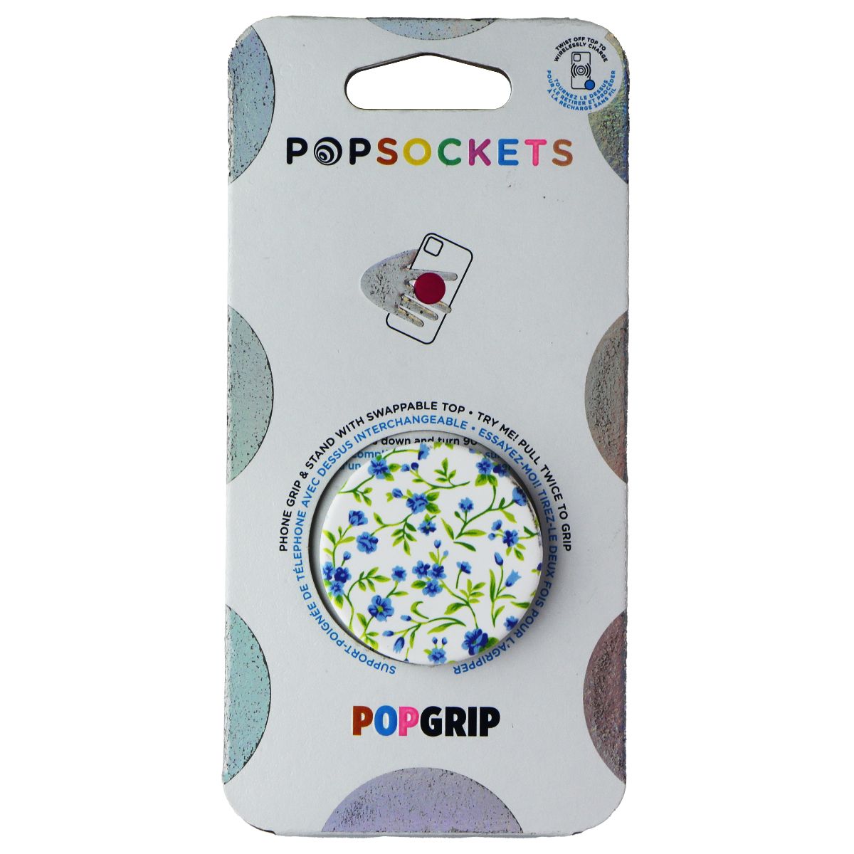 PopSockets PopGrip Swappable Grip and Stand for Phones/Tablets - Blue Ditsy Cell Phone - Mounts & Holders PopSockets - Simple Cell Bulk Wholesale Pricing - USA Seller