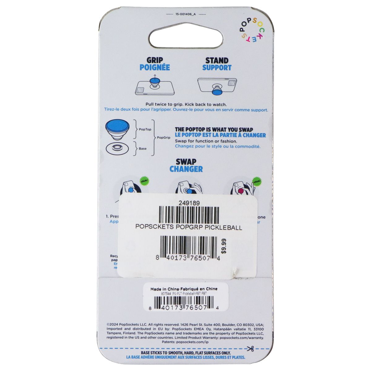 PopSockets Phone Grip and Stand with Swappable Top (Adhesive) - Pickleball Cell Phone - Mounts & Holders PopSockets - Simple Cell Bulk Wholesale Pricing - USA Seller