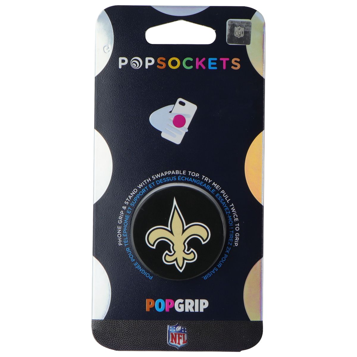 PopSockets PopGrip Expanding Stand and Grip w/Swappable Top - NFL Saints Logo Cell Phone - Mounts & Holders PopSockets - Simple Cell Bulk Wholesale Pricing - USA Seller