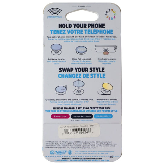 PopSockets PopGrip Phone Grip & Stand with Swappable Top - Superman Logo Cell Phone - Mounts & Holders PopSockets - Simple Cell Bulk Wholesale Pricing - USA Seller