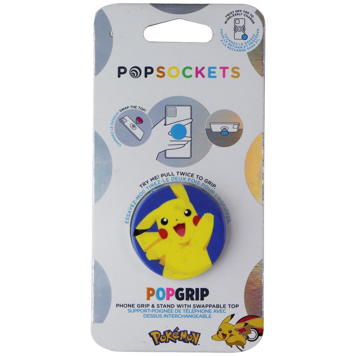 PopSockets Swappable PopGrip Phone Grip & Stand - Pikachu Knocked Cell Phone - Mounts & Holders PopSockets - Simple Cell Bulk Wholesale Pricing - USA Seller