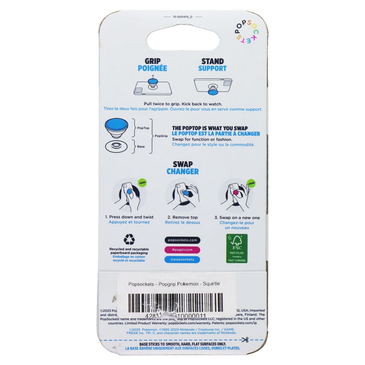 PopSockets PopGrip Expanding Stand Grip w/ Swappable Top - Pokemon Pixel Cell Phone - Mounts & Holders PopSockets - Simple Cell Bulk Wholesale Pricing - USA Seller