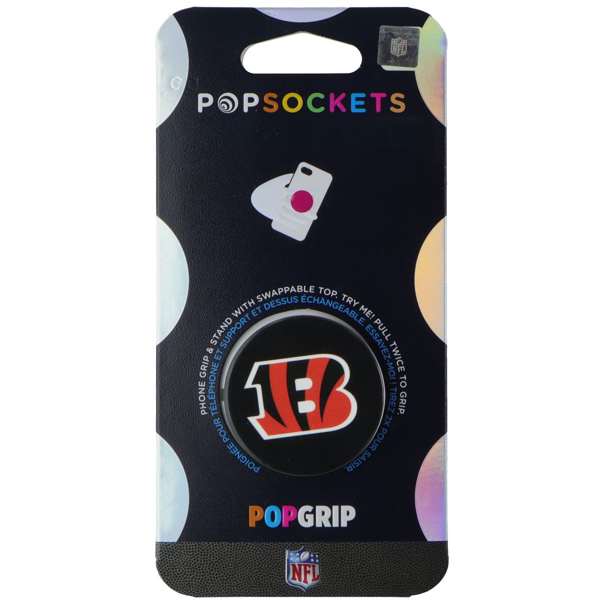 PopSockets PopGrip Expanding Stand and Grip w/Swappable Top - NFL Bengals Logo Cell Phone - Mounts & Holders PopSockets - Simple Cell Bulk Wholesale Pricing - USA Seller