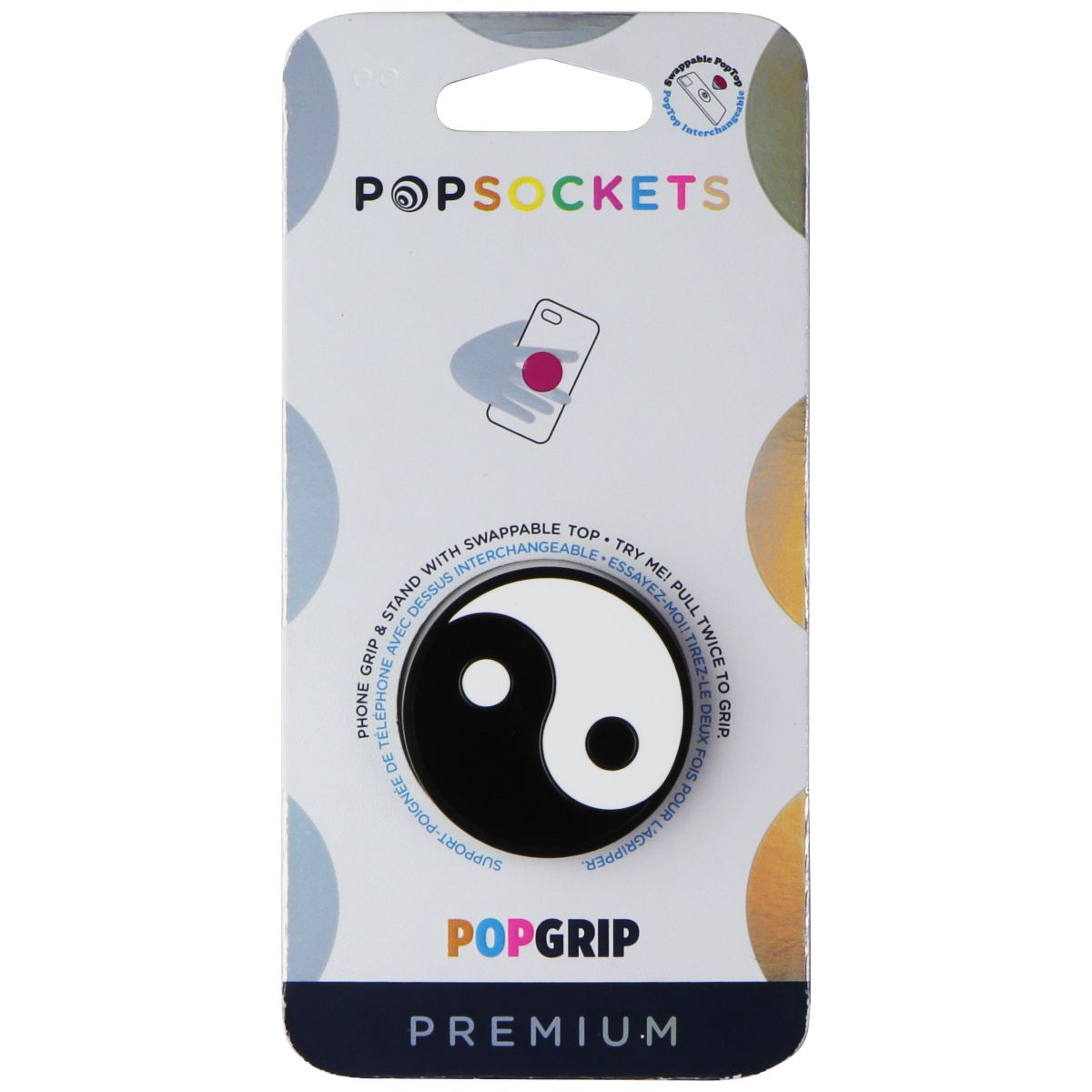 PopSockets PopGrip Premium Swappable Grip & Stand - Yin Yang Cell Phone - Mounts & Holders PopSockets - Simple Cell Bulk Wholesale Pricing - USA Seller