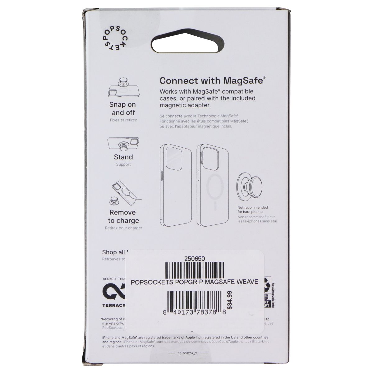 PopSockets Magnetic Phone Grip & Stand with Adapter Ring for MagSafe - Weave Cell Phone - Mounts & Holders PopSockets - Simple Cell Bulk Wholesale Pricing - USA Seller