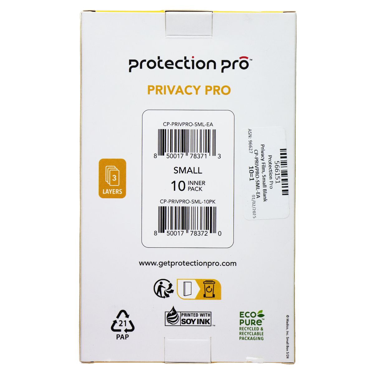 Protection Pro Privacy Pro Privacy Film - Small (10 Pack) Cell Phone - Screen Protectors Protection Pro - Simple Cell Bulk Wholesale Pricing - USA Seller
