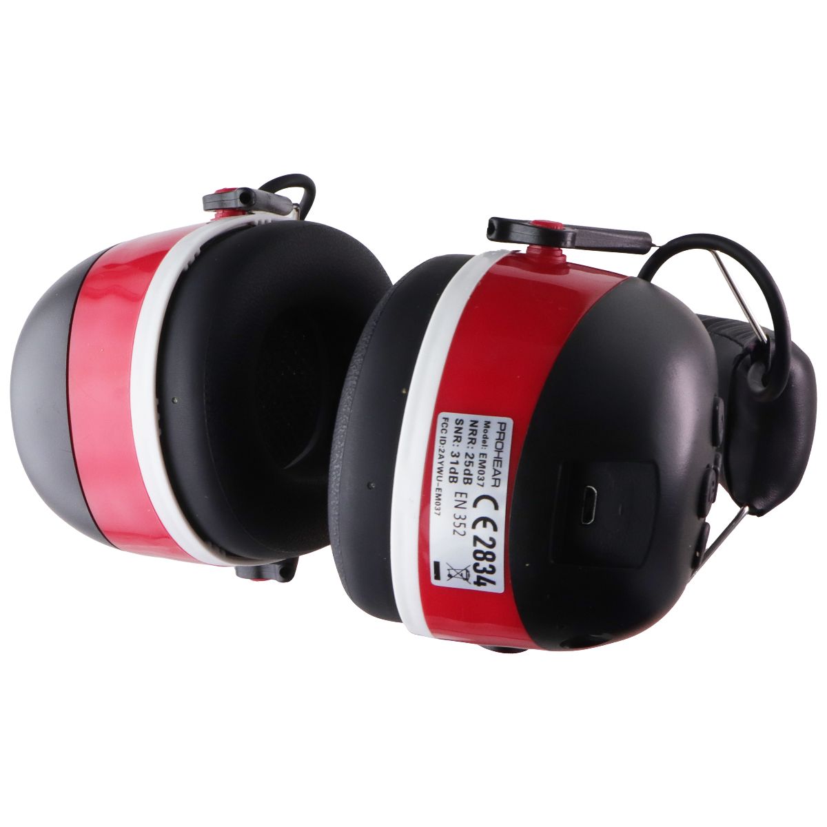 PROHEAR 037 Bluetooth Hearing Protection Safety Earmuffs - Red (EM037)
