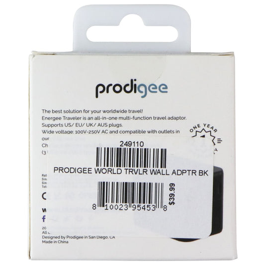 Prodigee Energee World Traveler USB-C/USB-A AC Travel Adapter - Black Cell Phone - Chargers & Cradles Prodigee - Simple Cell Bulk Wholesale Pricing - USA Seller