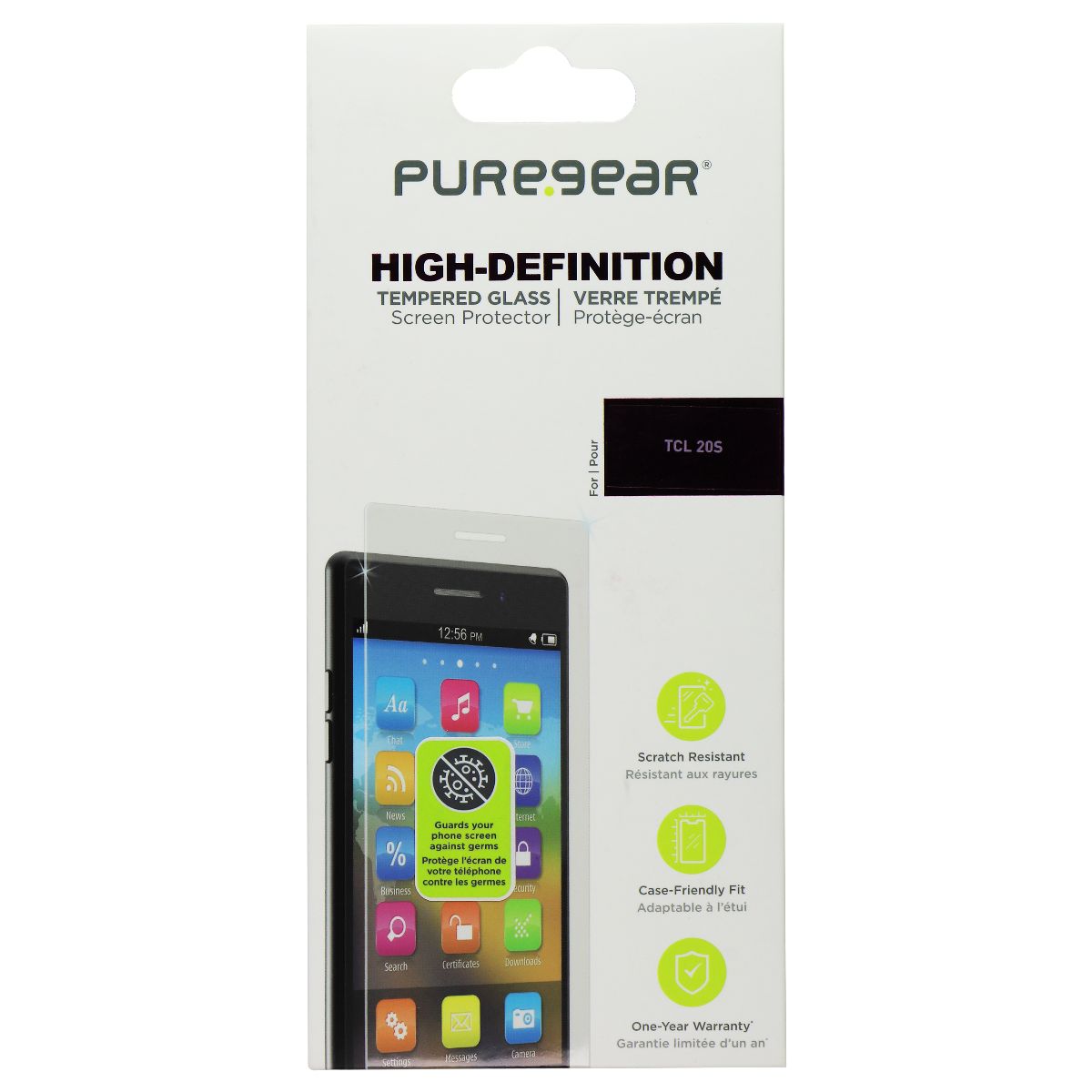 PureGear High-Definition Tempered Glass for TCL 20S (2021 Model) - Clear Cell Phone - Screen Protectors PureGear - Simple Cell Bulk Wholesale Pricing - USA Seller