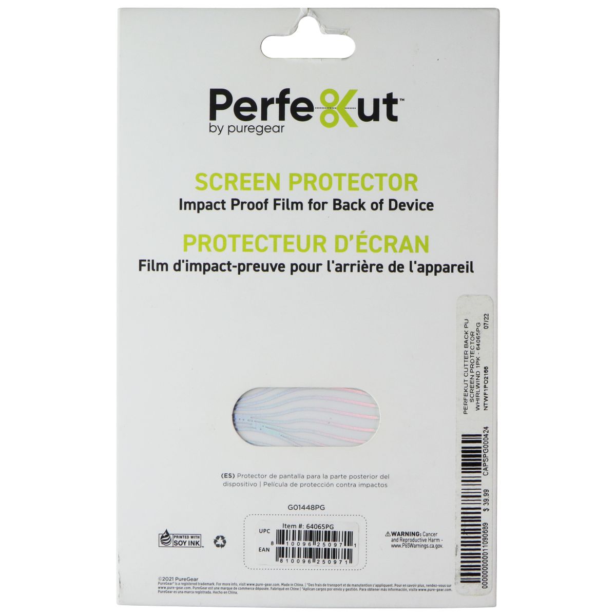 PureGear Perfekut Screen Protector Film for Back of Device - Whirlwind Cell Phone - Screen Protectors PureGear - Simple Cell Bulk Wholesale Pricing - USA Seller