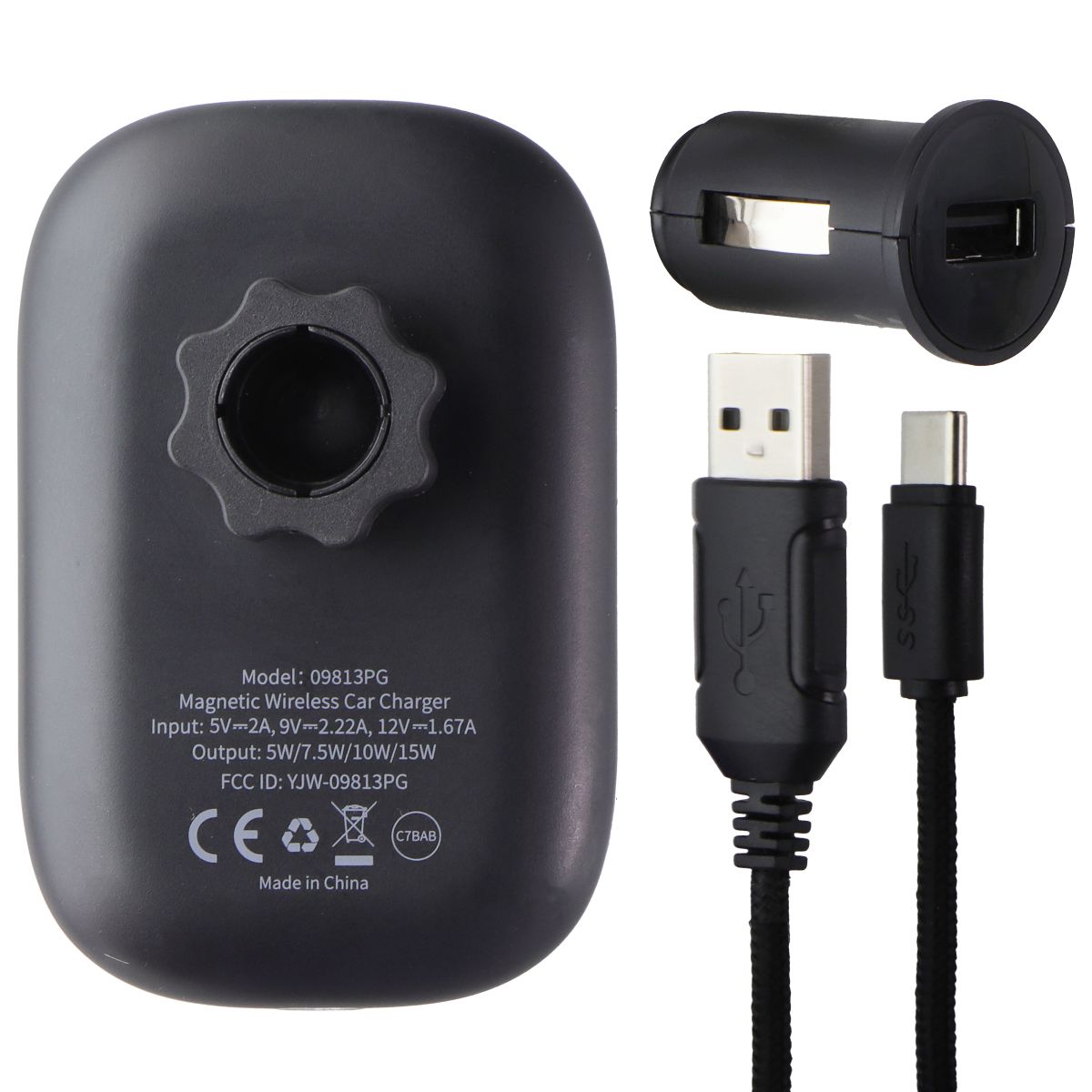 PureGear Fast Magnetic Wireless Car Charger for MagSafe - Black (09813PG) Cell Phone - Mounts & Holders PureGear - Simple Cell Bulk Wholesale Pricing - USA Seller