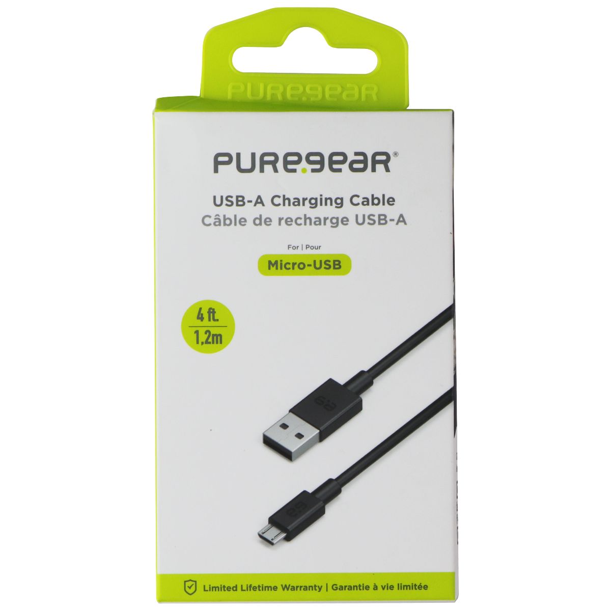 PureGear (4-ft) USB-A to Micro-USB Cable - Black Cell Phone - Cables & Adapters PureGear - Simple Cell Bulk Wholesale Pricing - USA Seller