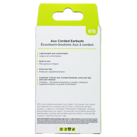 PureGear PureBoom 3.5mm Aux Corded Earbuds - Black (63615PG)