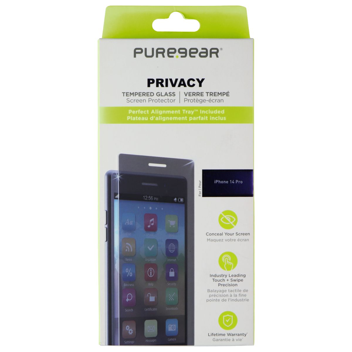 PureGear Privacy Tempered Glass Screen Protector for Apple iPhone 14 Pro Cell Phone - Screen Protectors PureGear - Simple Cell Bulk Wholesale Pricing - USA Seller