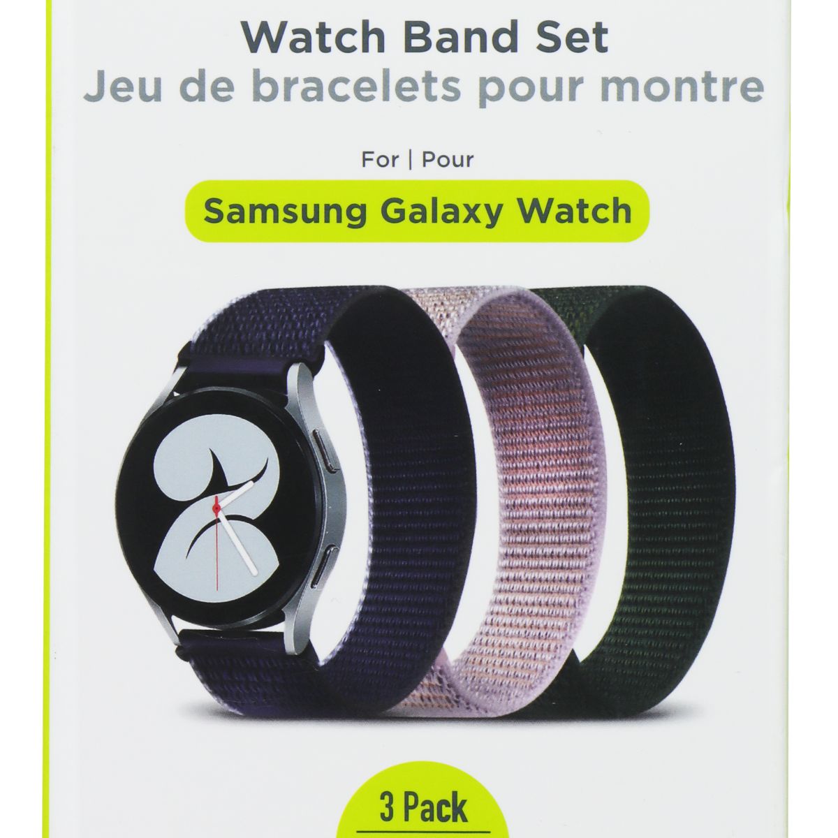 PureGear 3 Pack Nylon & Velcro Watch Band Set for Samsung Galaxy Watch 5/6 Smart Watch Accessories - Watch Bands PureGear - Simple Cell Bulk Wholesale Pricing - USA Seller