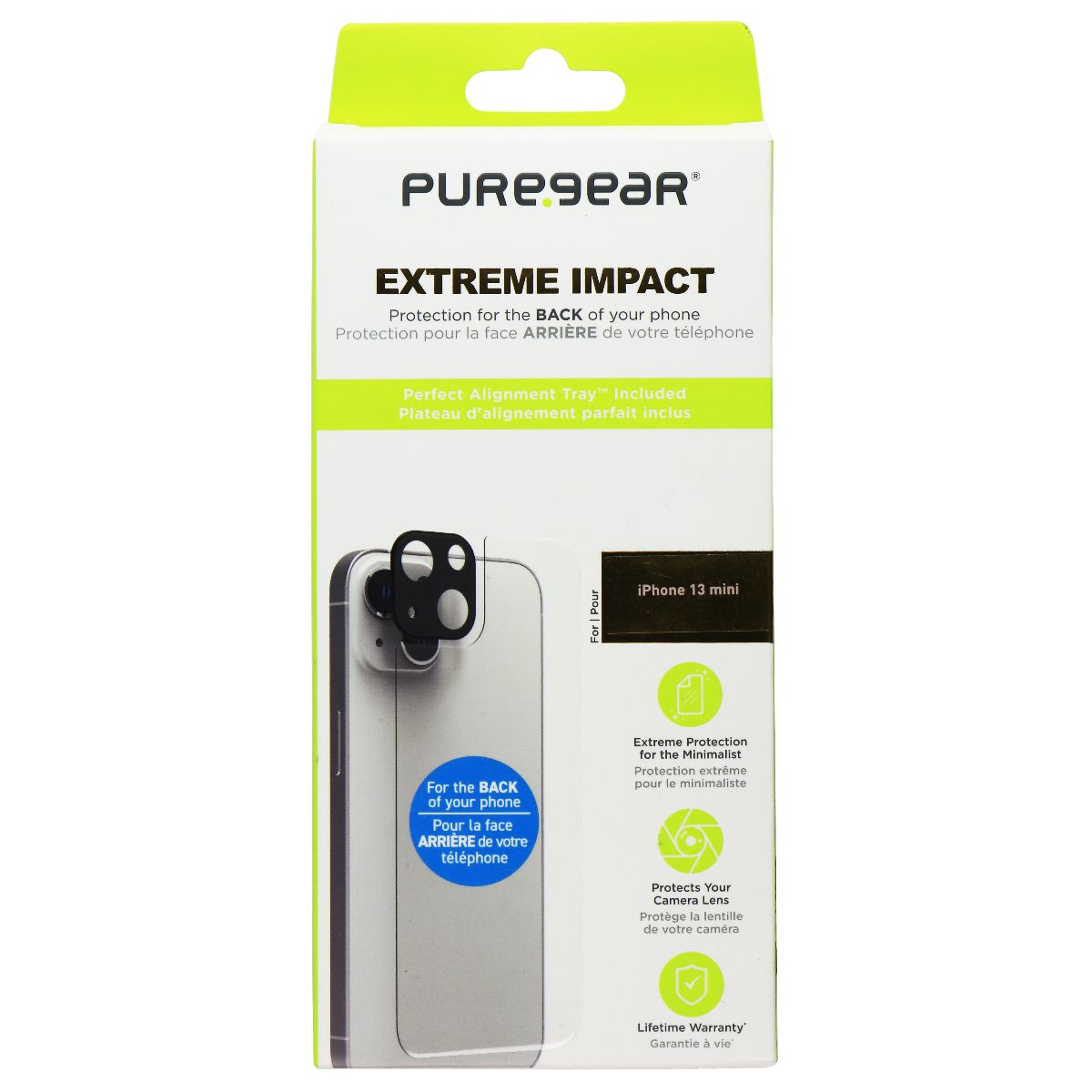PureGear Extreme Impact Back and Camera Glass for iPhone 13 mini - Clear Cell Phone - Screen Protectors PureGear - Simple Cell Bulk Wholesale Pricing - USA Seller