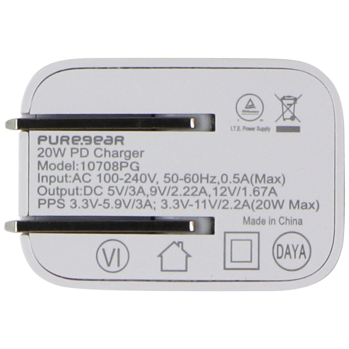 PureGear LightSpeed (20-Watt) USB-C Wall Charger Travel Adapter - White Cell Phone - Chargers & Cradles PureGear - Simple Cell Bulk Wholesale Pricing - USA Seller