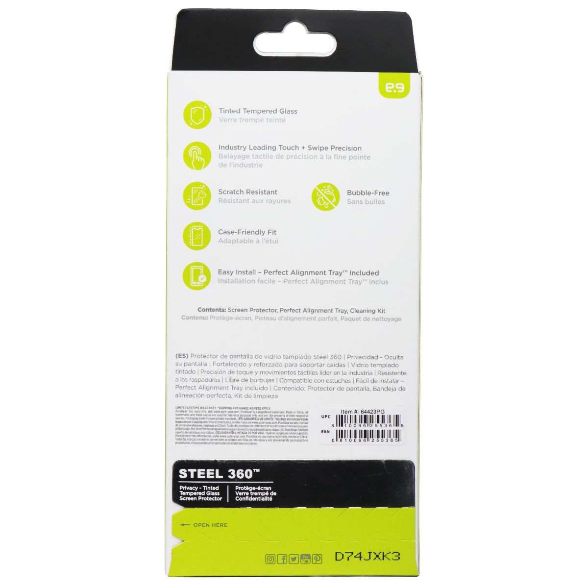 Pure Gear Steel 360 Privacy Tinted for Apple iPhone 15 Pro Max Cell Phone - Screen Protectors PURE GEAR - Simple Cell Bulk Wholesale Pricing - USA Seller